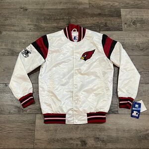 NWT! STARTER White Arizona Cardinals Satin Full-Snap Varsity Jacket Men's Medium